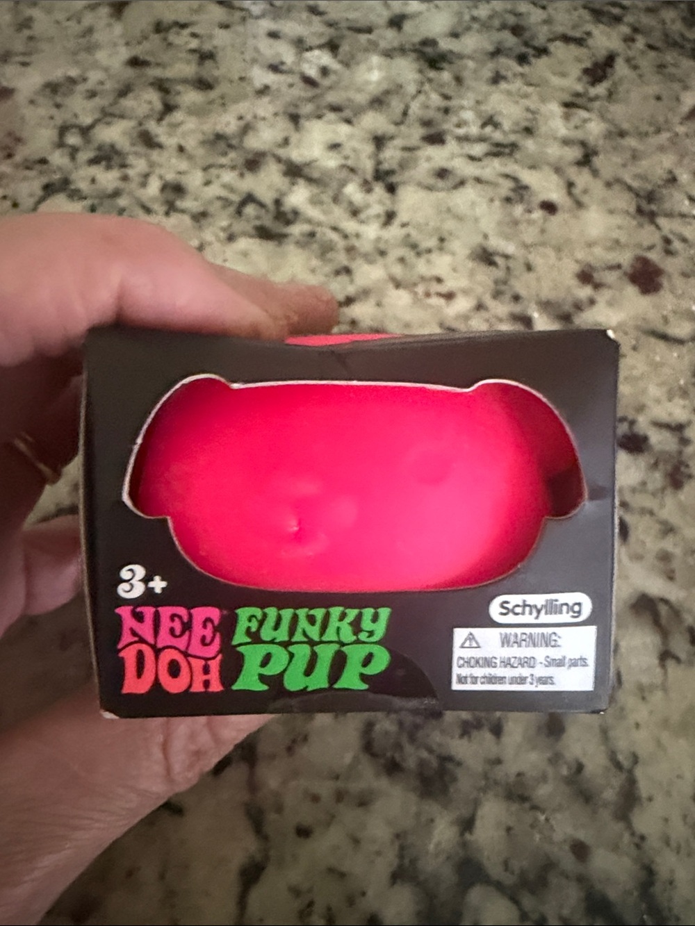 Nee Doh Funky Pup Stress Toy - Neon Pink & Green Box